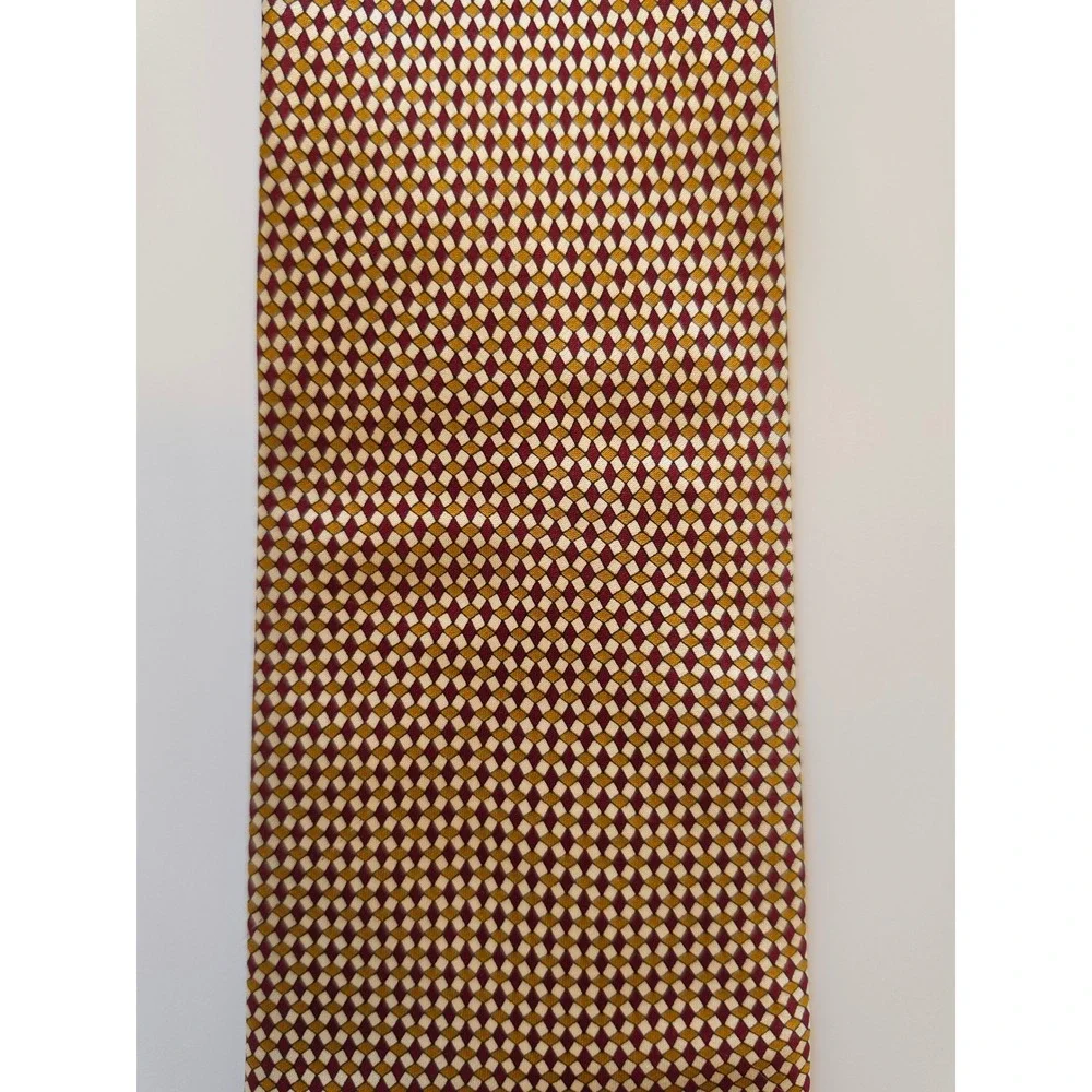 GUCCI 100% Silk Italy Preppy Old Money Maximalist Geometric Tan‎ Brown Tie